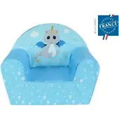 Fun House Fauteuil en Mousse Bleue LEON LE DRAGON - Design Maison Amusant (42 x 52 x 33 cm)