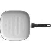 Berghoff Poêle à griller Leo, 26 cm, carrée, revêtement antiadhésif en céramique, compatible avec l'induction, aluminium recyclé, poignée Cool-Touch, blanche