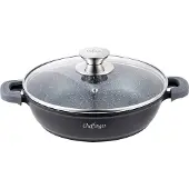 Cheffinger Sauteuse 28 Cm Revêtue En Marbre Avec Poignées En Silicone Et Couvercle En Verre Cheffinger Noir