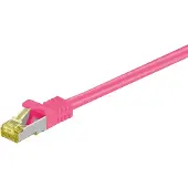 Goobay 91650 Câble patch RJ45 CAT 6A S/FTP (PiMF), 500 MHz avec câble brut CAT 7, magenta, 15 m - LSZH sans halogène, cuivre, connecteur RJ45 (CAT 6A)