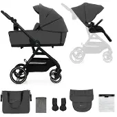 Kinderkraft YOXI Poussette 2 en 1 jusqu'à 27 kg - Baignoire bébé & nacelle sport - légère - Roues increvables - TRAVEL SYSTEM - Gris