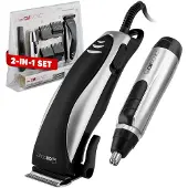 Clatronic Kit de coupe-barbe avec 4 peignes + tondeuse nez et oreilles swsi HSM 3441 NE