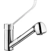 Delabie , robinet à mélange pour usage médical, bec orientable, hauteur du bec 105 mm, bride de fixation, levier de commande