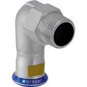 Geberit Mapress, raccord coudé 90 degrés, acier inoxydable gaz, d28 mm, R1, 1 pièce.