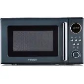 Medion Micro-ondes rétro petit format (20 litres, environ 800 watts, 5 niveaux de puissance, 8 programmes automatiques, affichage numérique, fonction décongélation, compact, MD15000) gris
