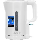 Clatronic Bouilloire 1 L | 900 W | Sans BPA | Utilisation d'une seule main | Indicateur de niveau d'eau | Bouilloire | Protection contre la surchauffe | WK 3834 blanche