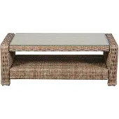 Ebuy24 Gram Table basse jardin avec plateau en verre, teinte naturelle.