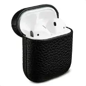 Accezz Coque en cuir véritable Apple Airpods 1 / 2 - Noir