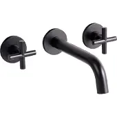 Beliani Robinet de lavabo mural Laiton noir 2 robinets Salle de bain Modern Style