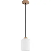 Globo Lighting Suspension, bois, marron, verre, opale mat, H 120 cm