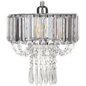 Beliani Lustre transparent argenté en fer pvc plexiglas 83 cm cristaux fumés finition brillante lampe à suspension style moderne glamour salon