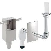 Geberit Siphon encastré pour lavabo, avec boîtier d'encastrement mural, kit de montage prêt à l'emploi, (Siphon aspirant, Siphon en bouteille, 1 1/4")