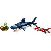 LEGO Creator les habitants des profondeurs marines, jouet avec figurines d'animaux marins : requin, crabe, pieuvre et baudroie, set pour enfants dès 7 ans 3188
