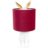 Clayre & Eef Lampe de table Lapin Ø 20x43 cm Blanc Rouge Polyrésine
