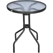 Outsunny Balkontafel tuintafel glazen tafel bistrotafel metaal veiligheidsglas ?60x70 cm