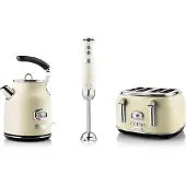 WESTINGHOUSE Retro Frühstücksset, 4-Schlitz Toaster, Wasserkocher, Stabmixer