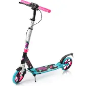 Meteor Kickscooter avec béquille, trottinette réglable en hauteur, trottinette pliable, trottinette de ville jusqu'à 100kg, trottinette avec amortisseur avant et arrière, City Rio