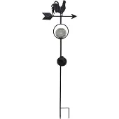 Star Trading Fiche solaire de jardin LED Coq avec flèche indiquant la direction du vent - 1 LED blanc chaud - H : 81cm - capteur de lumière