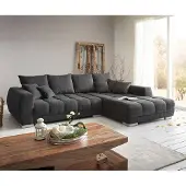 DELIFE Canapé-panoramique Josea 300x220 cm microfibre noir Recamière à droite
