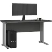 Akord Bureau d'ordinateur gris BM-135 avec pieds en métal - Design scandinave et couleur gris graphite