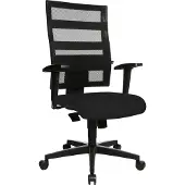 Topstar Chaise de bureau pivotante avec accoudoirs, dossier en résille, piètement en plastique, e GS, noire