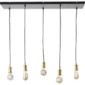 Brilliant : Suspension noire DARCIA | 133 x 35 x 95 cm | 5 ampoules E27, maximum 60 W par ampoule | Réglable en hauteur | Métal