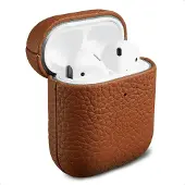 Accezz Coque en cuir véritable pour Apple AirPods 1 / 2 - Cognac