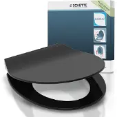 Schutte Abattant de WC SCHÜTTE Duroplast SLIM avec fermeture souple noir, couvercle de WC noir en design plat et fermeture rapide