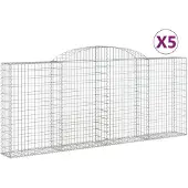 vidaXL Gabions avec arc surélevé 5 pcs. 300x30x120/140cm Fer galvanisé
