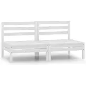 vidaXL 2-Sitzer-Gartensofa Weiß Kiefer Massivholz