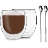 Feelino Verre à double paroi - by Klarstein duos - set de 2 - avec cuillère - 80 ml