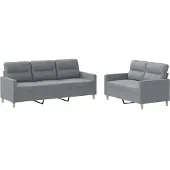 vidaXL Ensemble de canapés 2 pièces avec coussins Tissu gris clair