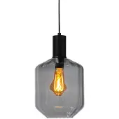 Masterlight Lampe suspendue noire Porto avec verre fumé Jagger - Ø 19cm