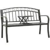 vidaXL Banc de jardin avec table Gris 120 cm Acier