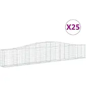 vidaXL Gabions avec arc surélevé 25 pcs. 400x30x60/80 cm Fer galvanisé