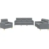 vidaXL Ensemble de canapés 3 pièces avec coussins Tissu gris clair