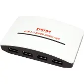 Roline USB3.0 Hub Black and White 4 Ports mit Netzteil