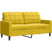 vidaXL Canapé à 2 places Jaune 140 cm Velours
