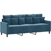 vidaXL Canapé 3 places bleu 180 cm velours