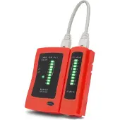 HomeShopXL Testeur de réseau - Testeur de câble RJ45 et RJ11 et RJ12 - Testeur Internet LAN - Incl. 1x batterie et sac de rangement