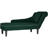 vidaXL Chaise longue avec coussin et accoudoir droit Vert foncé velours