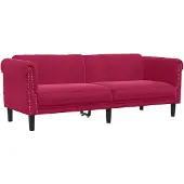 vidaXL Canapé 3 places vin rouge velours