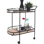 Home Deco Factory Desserte - - À Roulettes - 2 Niveaux - Beige et Noir