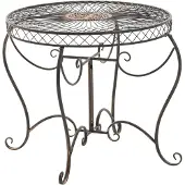 CLP Table De Jardin Avec Plateau Rond En Métal Bronze