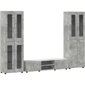 vidaXL Ensemble de meubles TV avec étagère FLORIN, 3 pièces, gris béton, aggloméré