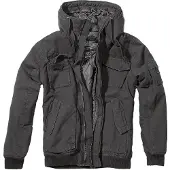 Brandit Veste homme moderne à grande capuche et cordon de serrage, en coton noir