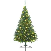 vidaXL Sapin de Noël artificiel pré-éclairé Vert 180 cm PVC