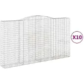 vidaXL Gabions avec arc surélevé 10pcs. 400x50x220/240cm Fer galvanisé