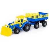 Polesie Tracteur Little Farmer avec pelle et remorque à 2 essieux