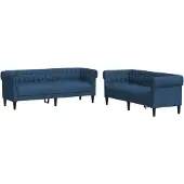 vidaXL Ensemble de canapés 2 pièces bleu tissu